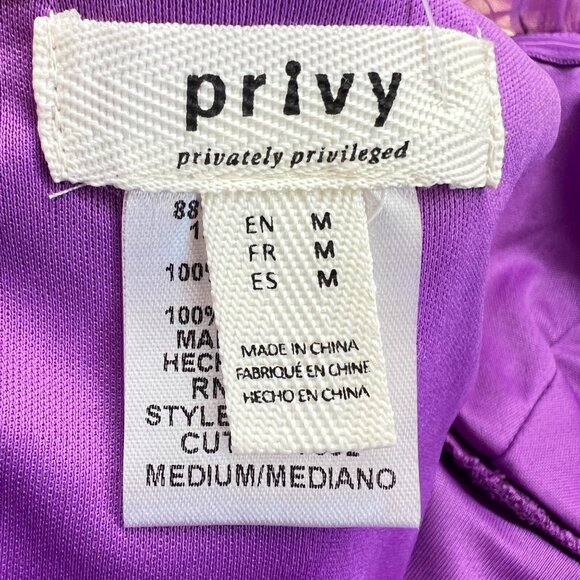 Privy Corset Style Mesh Crop Top Purple Sheer Sleeve Medium NWT - Picture 8 of 12